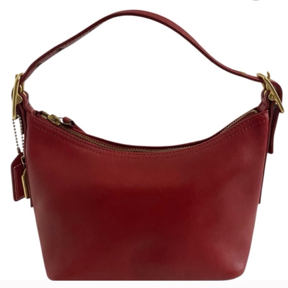 Coach Vintage Legacy West 9844 Red Leather Baguette Mini Shoulder Bag
